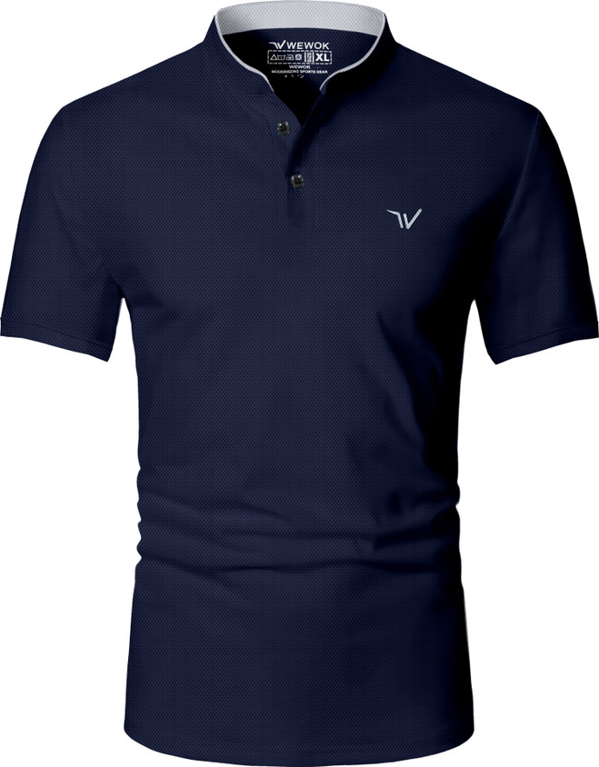 Solid Men Polo Neck Navy Blue T-Shirt Buy CLIENTALE