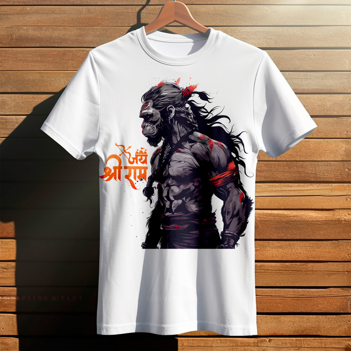 StreetWear Fashion Printed Men Round Neck White T-Shirt