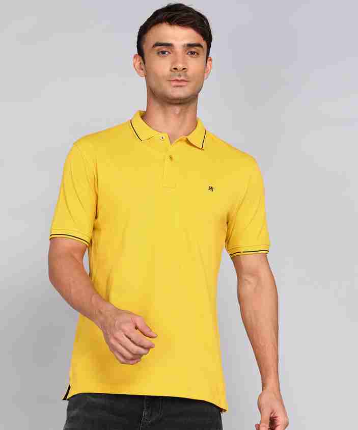 Casual Shirts Raymond Yellow Shirt Raymond Solid Men Polo Neck