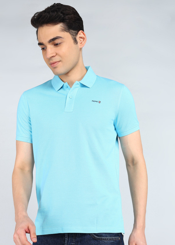 half sleeve t denim collar t shirt