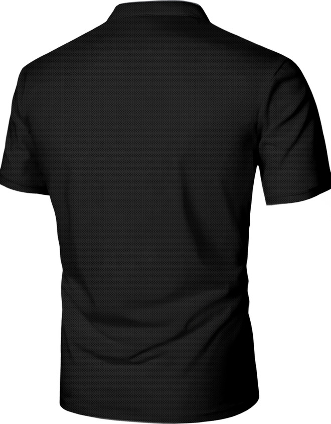 wewok Solid Men Mandarin Collar Black T-Shirt