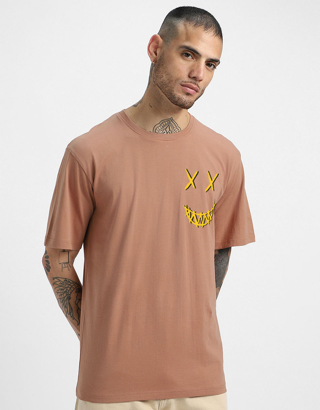 Veirdo Printed Men Round Neck Brown, Blue, Purple T-Shirt