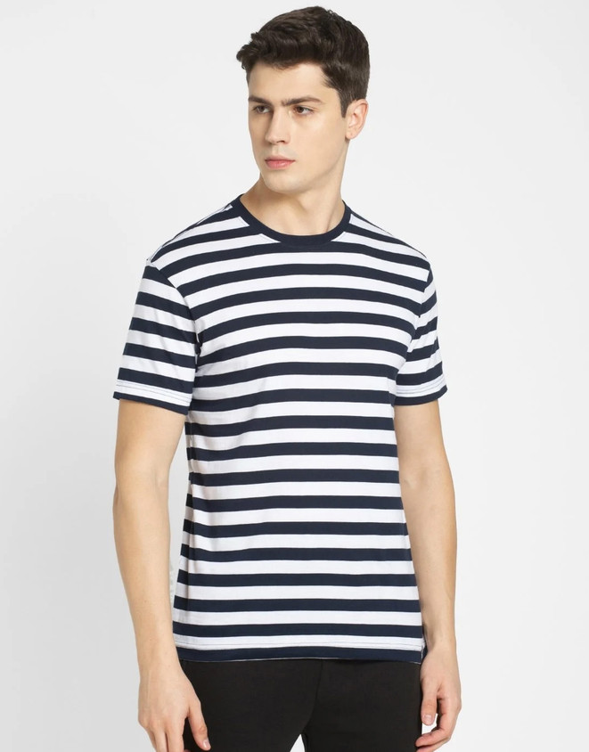 JOCKEY Striped Men Round Neck Dark Blue T-Shirt Buy JOCKEY
