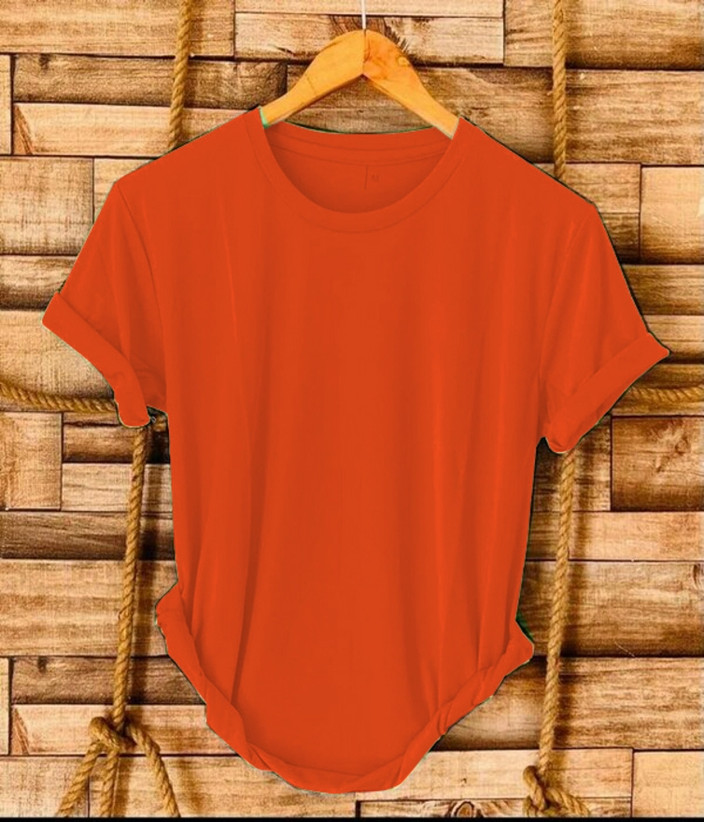 SR Fashion Solid Men Round Neck Orange T-Shirt