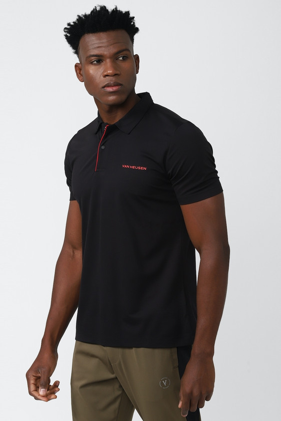 VAN HEUSEN Solid Men Polo Neck Black T-Shirt Buy VAN HEUSEN