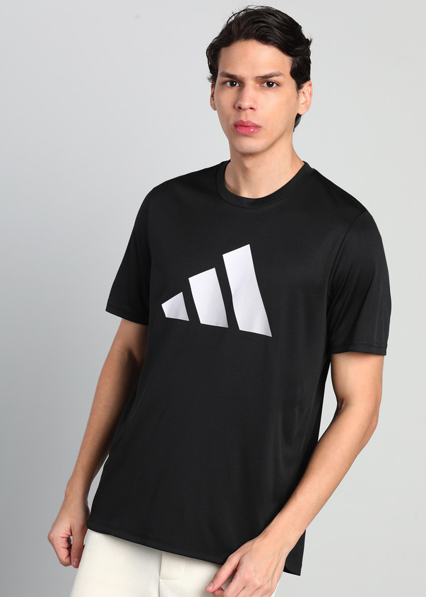 ADIDAS Solid Men Round Neck Black T-Shirt