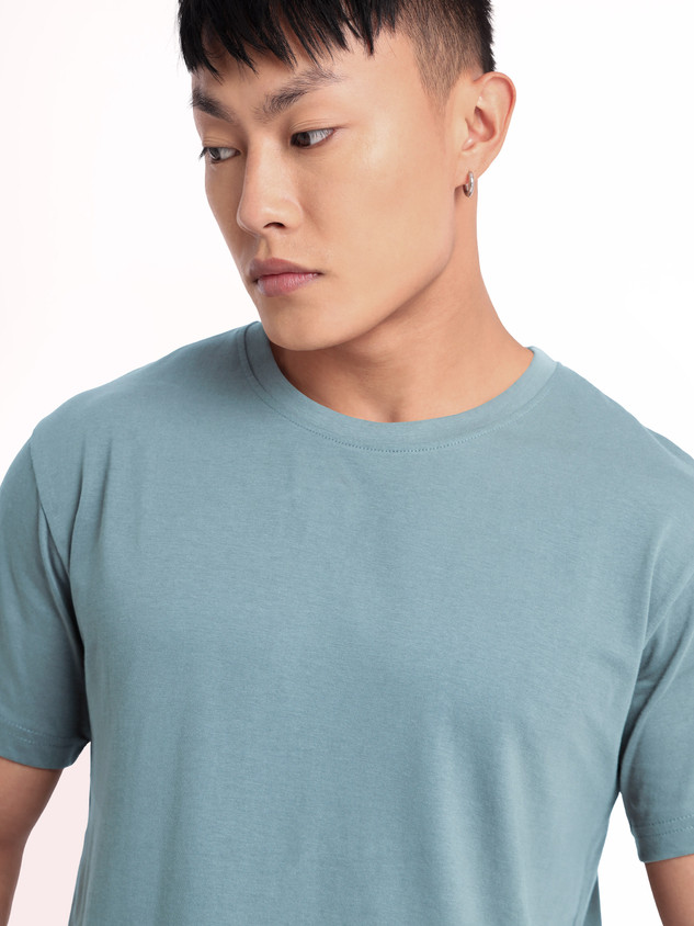 BEYOUNG Solid Men Round Neck Blue T-Shirt