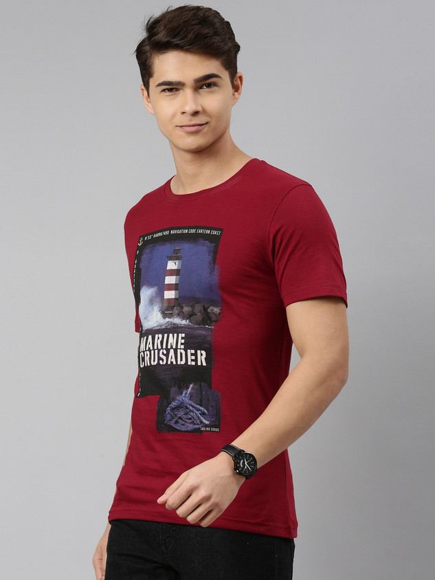 Dixcy Scott Originals Printed Men Round Neck Red T-Shirt