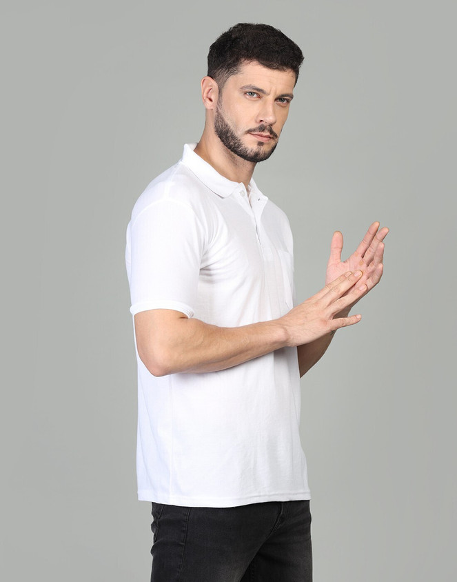 Men Cropped Polo Neck INKKR Solid Men Polo Neck White T-Shirt Buy