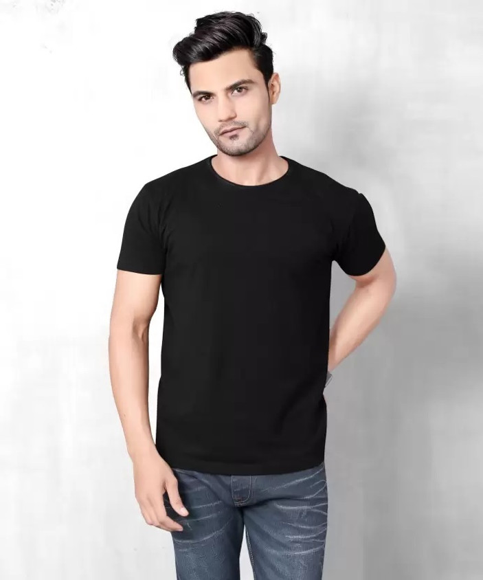 COMPANY ME Solid Men Round Neck Black T-Shirt