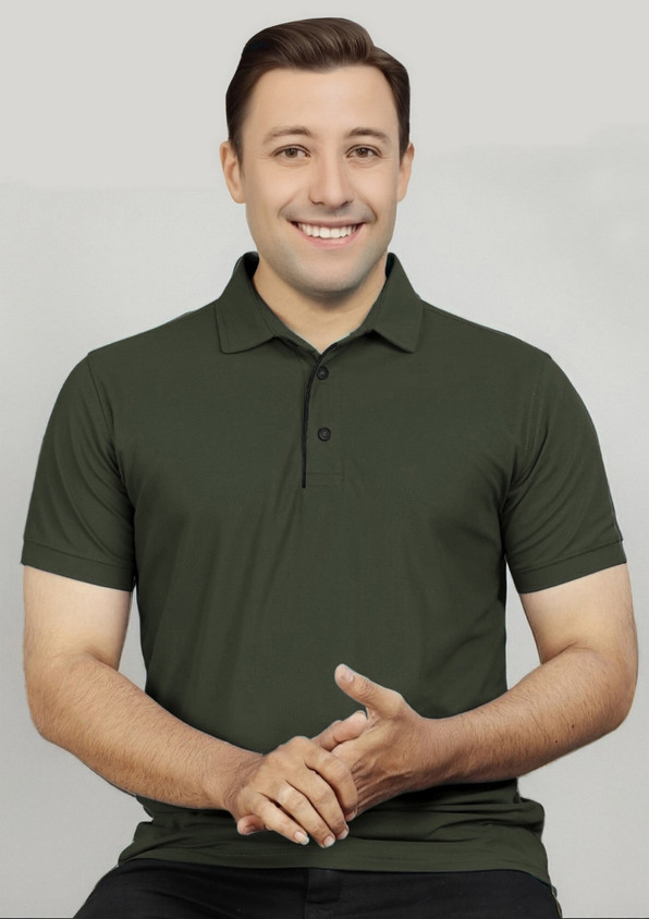 AVOLT Solid Men Polo Neck Dark Green T-Shirt Buy AVOLT Solid Men