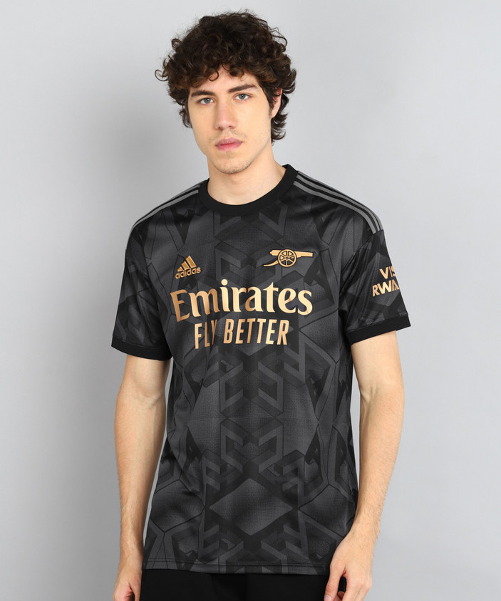 Football T Shirts Flipkart ADIDAS Printed Men Round Neck Black T-Shirt