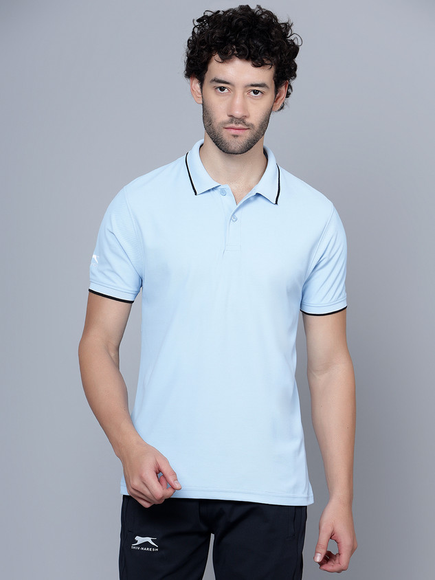 Shiv Naresh Solid Men Polo Neck Light Blue T-Shirt Buy Shiv