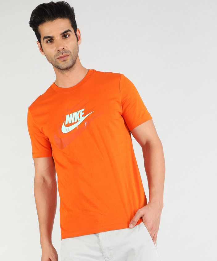 Flipkart Men's Nike Orange T Shirt NIKE Typography Men Round