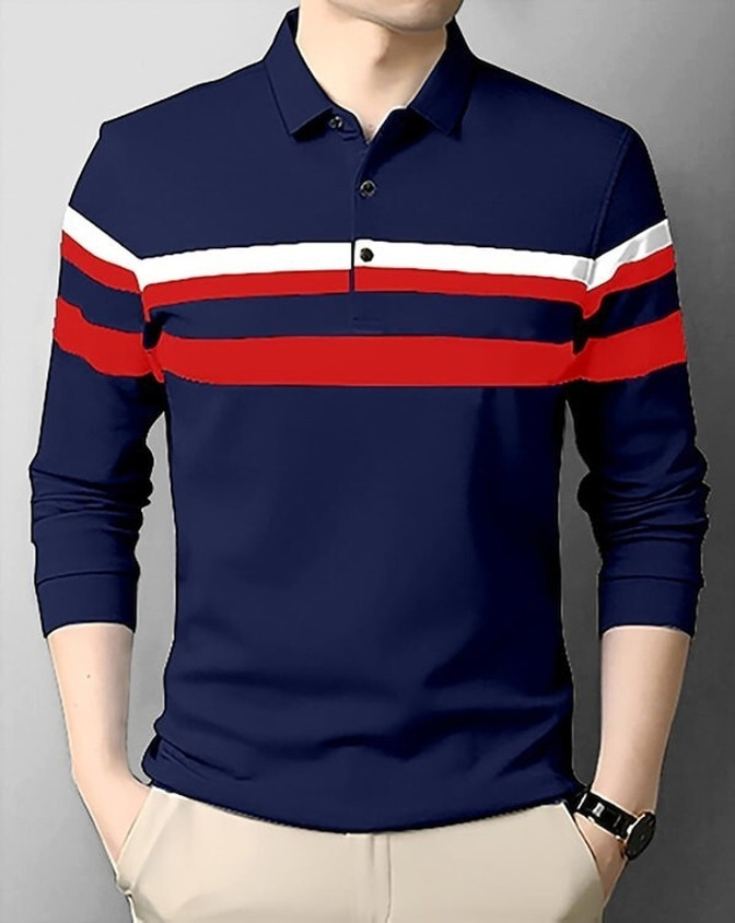 FASHIUM Colorblock Men Polo Neck Navy Blue T-Shirt Buy FASHIUM