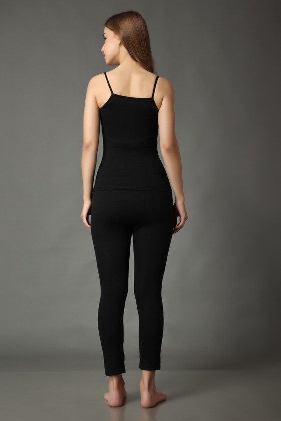 Wearslim Women Cotton Quilted Winter Thermal Underwear Long Johns Bottom  Spaghetti Set Women Top Pyjama Set Thermal