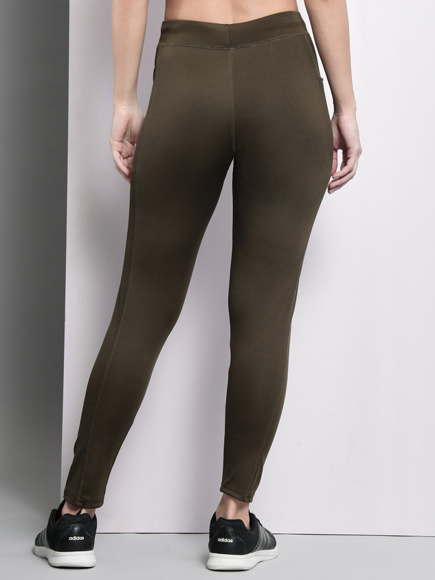 BEING RUNNER Solid Women Light Green, Dark Green Tights