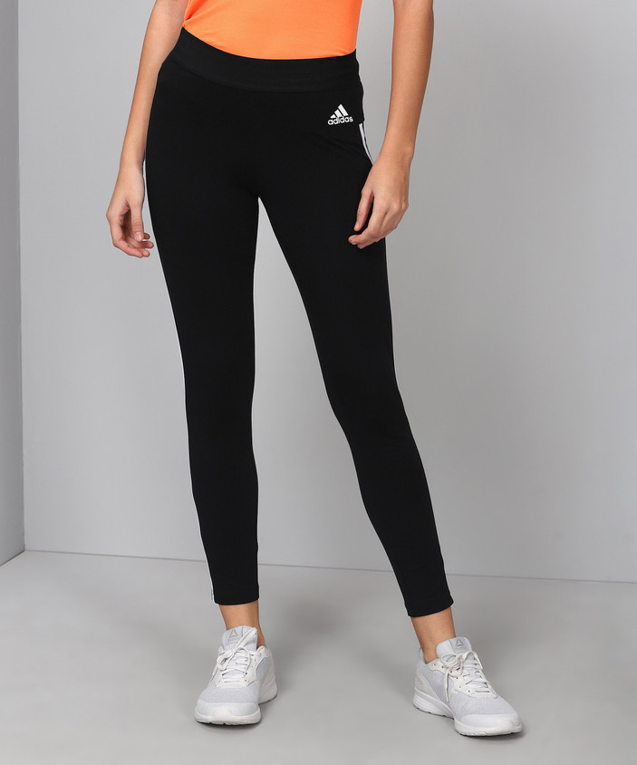 ADIDAS Striped Women Black Tights