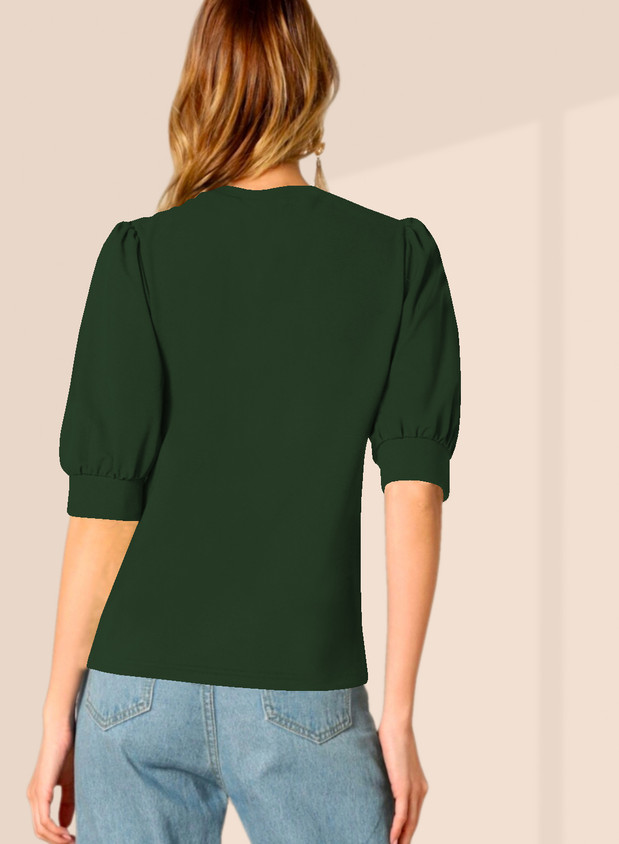 Maheshvi Casual Solid Women Dark Green Top