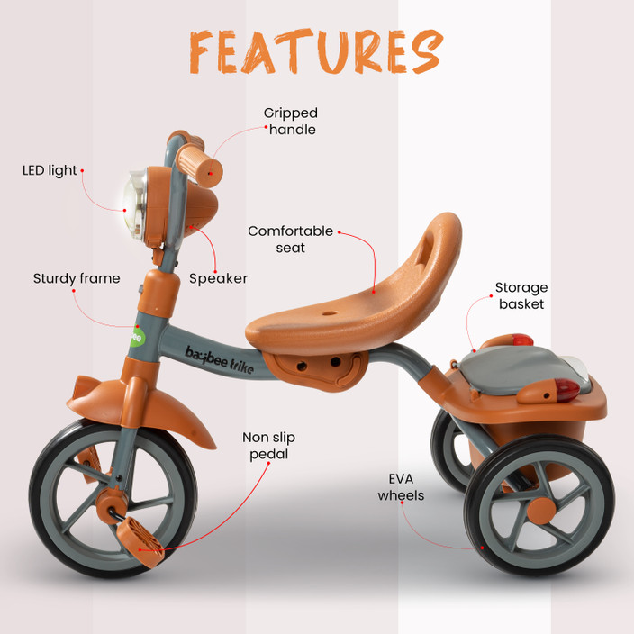 Tricycoo Compact Joovy Tricycoo Orange Kids Tricycle Smart Trike
