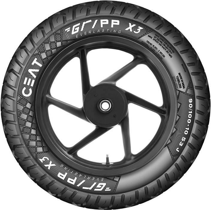 CEAT GRIPP X3 TL 53J 90/100-10 Front Rear Two Wheeler Tyre