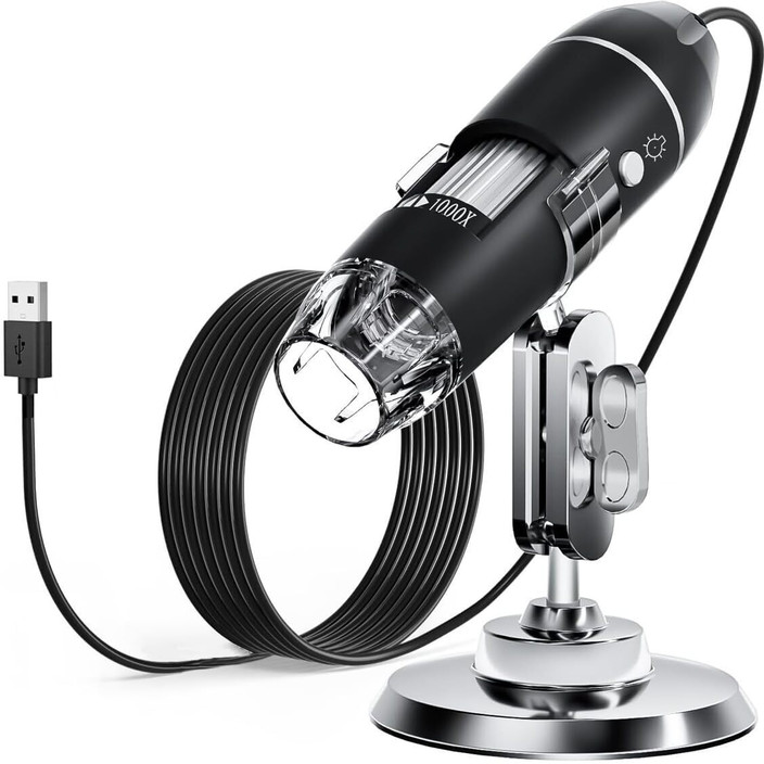 Microscopio Digitale USB 40-1000X Con 8 LED - Compatibile PC, Mac, Android Per Hobby E Lavoro