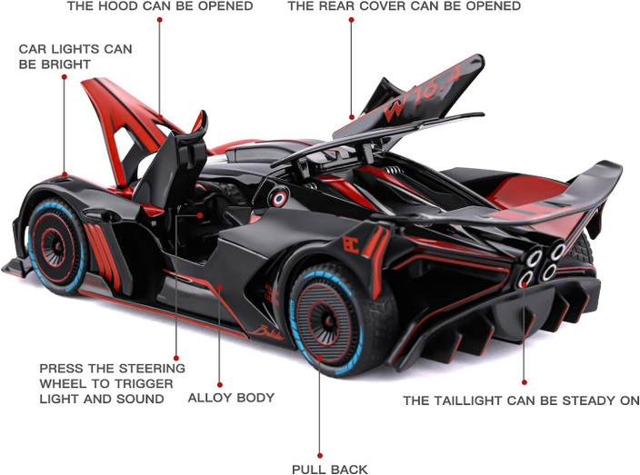 Wokex - 1:24 Pressofuso In Lega Modello Di Auto Luce Tirare Indietro - Foto 3