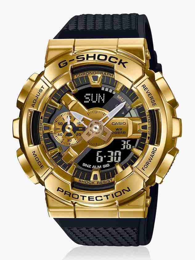CASIO GM-110G-1A9DR G-SHOCK Gold Ip Dial Black Resin Strap Analog