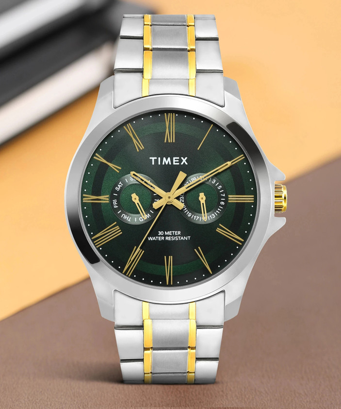 Analog Watch Timex Green Face Watch Timex Full Roman Green Dial