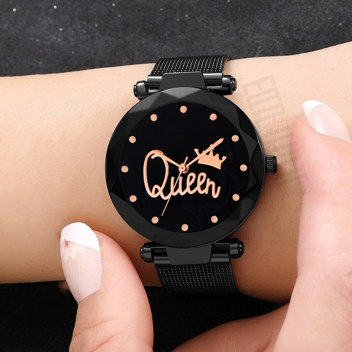 Wrist Watch For Girls In Black Colour Styledose BLACK QUEEN MAGNET