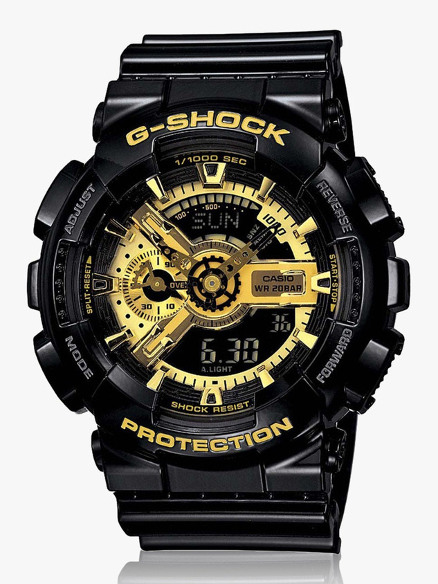 CASIO GA-110GB-1ADR G-SHOCK GA-110GB-1ADR Black-Gold Dial Resin Strap  Analog-Digital Watch For Men