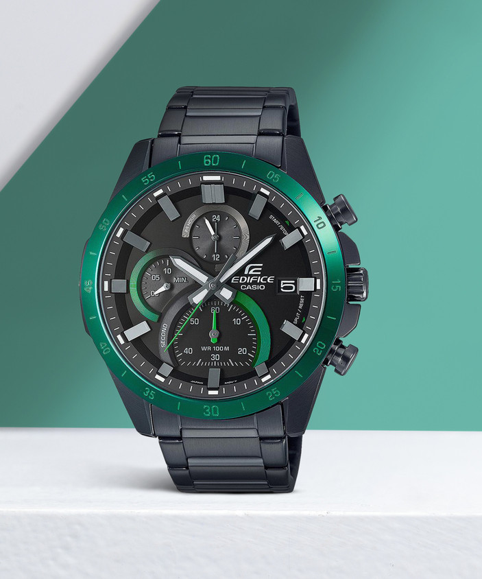 CASIO EFR-571DC-1AVUDF Edifice Black Dial Black Stainless Steel Band Analog  Watch For Men - Main Image