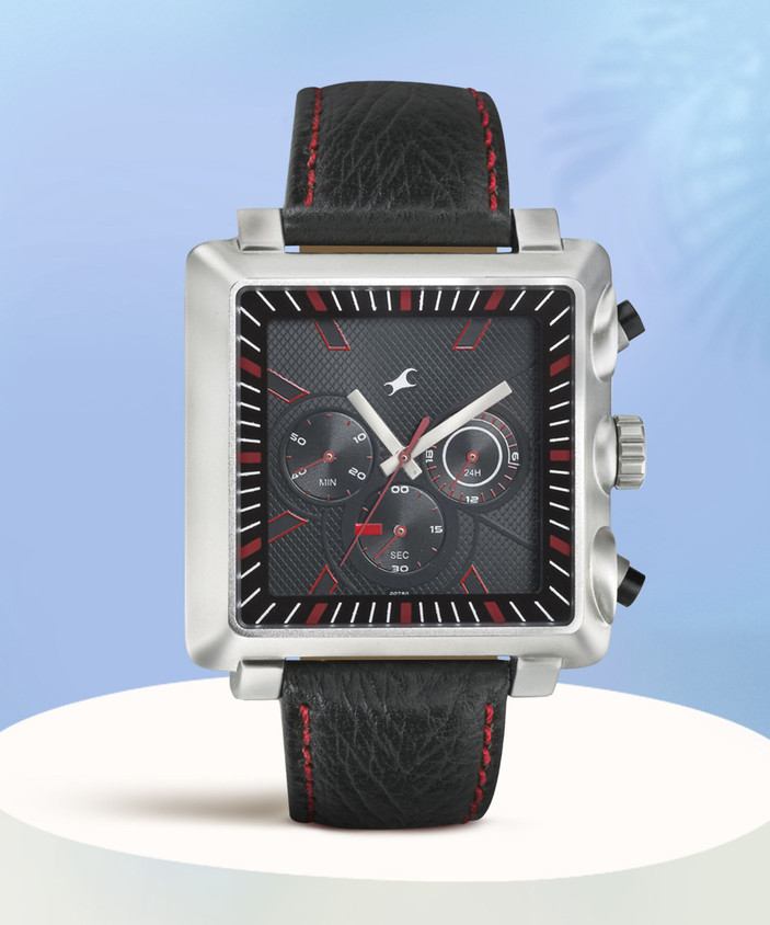 Fastrack Watch Square Model Leather Strap Fastrack Chronograph