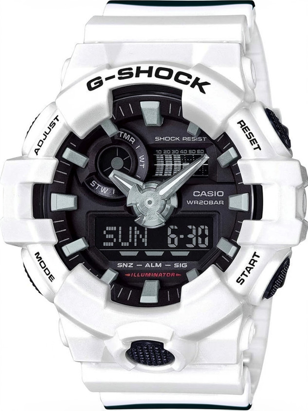 CASIO GA-700-7ADR G-SHOCK GA-700-7ADR Black Dial White Resin Strap