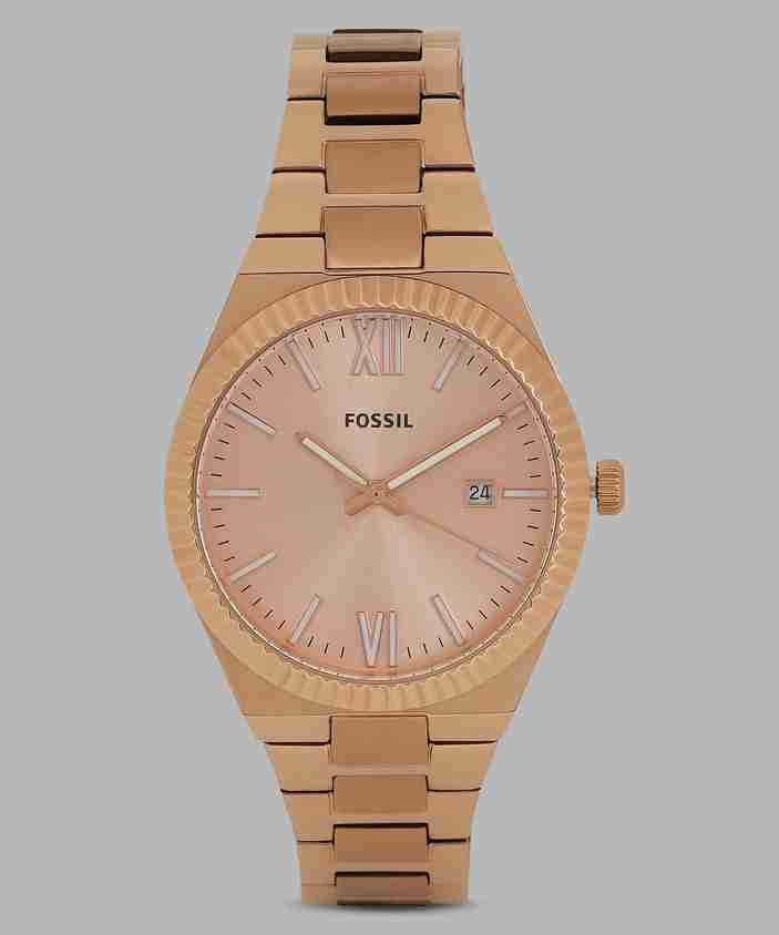 Fossil Black Watch For Ladies Scarlette Three-Hand Date Rose Gold