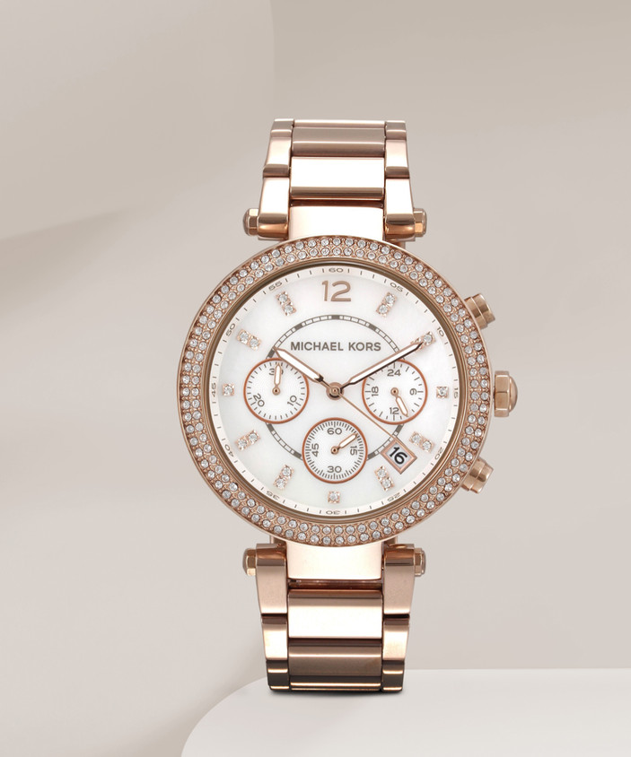 michael kors watch rose gold blue face