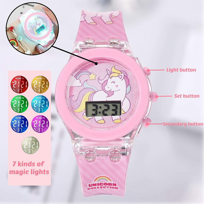 RosaStella Pcs Stylish Analog Led Glowing Light Digital Unicorn