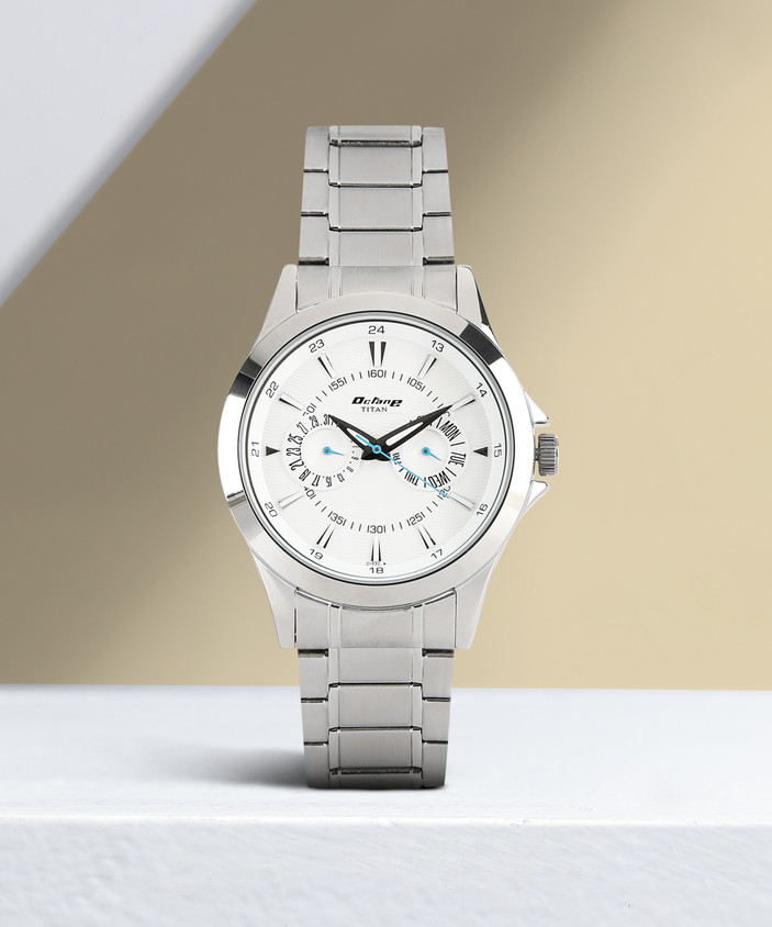 Stainless Steel Titan White Analog Watch Titan NN9323SM01 Octane