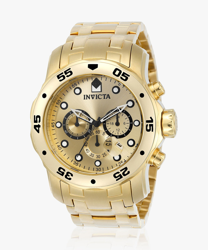 INVICTA 0074 Pro Diver Scuba Quartz Gold Dial Analog Watch For