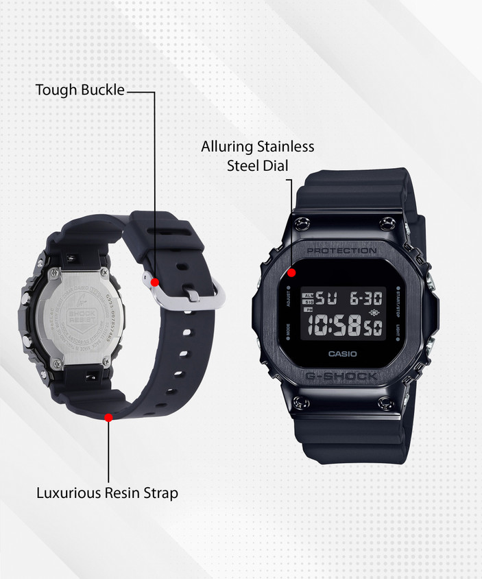 G-SHOCK　GM-5600B-1DR G-SHOCK Men's Black Resin & Stainless Steel Watch | GM-5600B