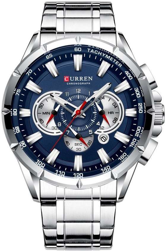Curren CR-8363-Silver Blue No Series Analog Watch For Men