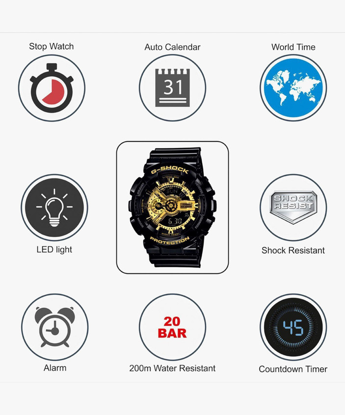 CASIO GA-110GB-1ADR G-SHOCK GA-110GB-1ADR Black-Gold Dial Resin