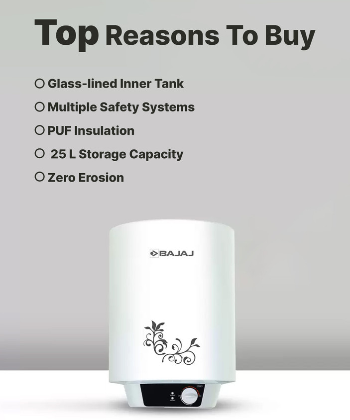 Bajaj Geyser 25 Bajaj Majesty Glassline 25 Ltr Flipkart Bajaj