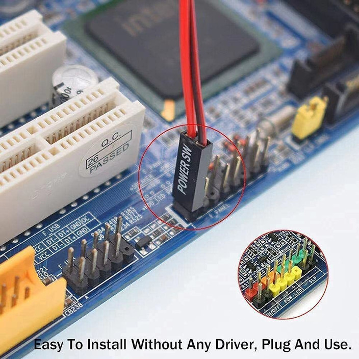 xenee TV-out Cable Pin SW PC Desktop Power Cable On/Off Button