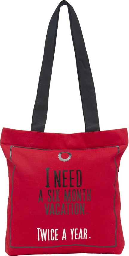 red and black tote