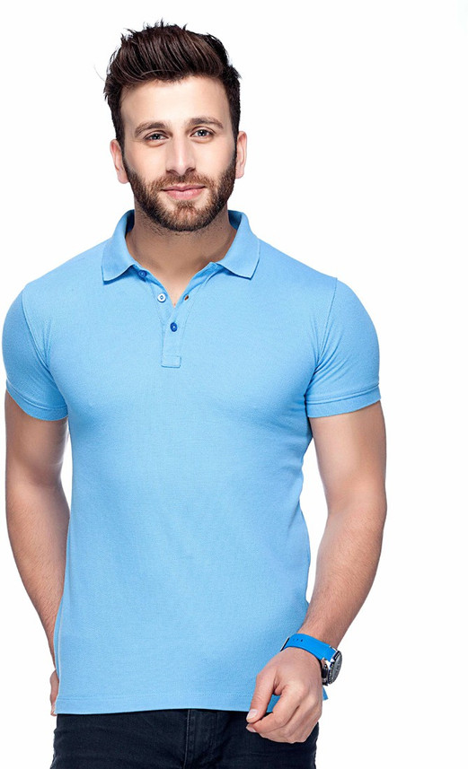 sky blue t shirt polo