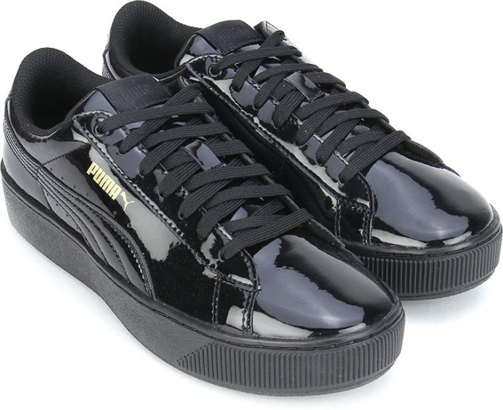 puma black patent sneakers