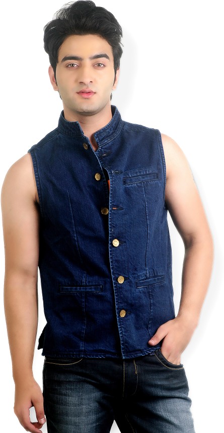 denim nehru jacket