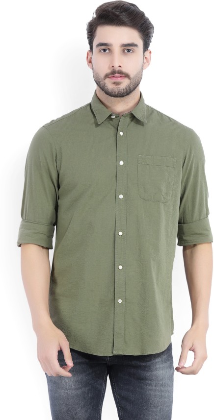 jeans shirt green colour