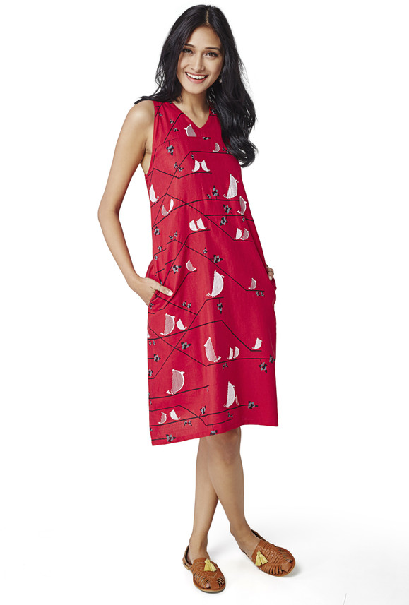 GLOBAL DESI Women A-line Red Dress 